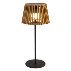 New Garden Okinawa - oplaadbare tafellamp op zonne-energie - Ø16 x 36 cm - 3,5W LED Incl. - IP54 - bamboe
