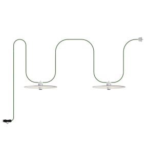 Creative Cables Eiva Ellepì - draagbare lichtslinger -  5,6 meter totale lengte - 2 x E27 fitting met siliconen kabelhouder - IP65 - groen & wit