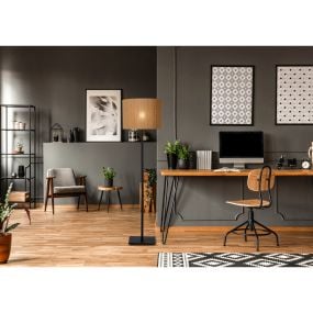 Lucide Magius - staanlamp - 156,5 cm - lichtbruin en zwart