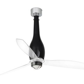 Faro Eterfan - plafondventilator met licht en afstandsbediening - Ø 128 cm - 17W LED incl. - zwart en transparant