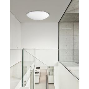 Nova Luce Anco - plafondverlichting - Ø 30 x 8 cm - wit en chroom