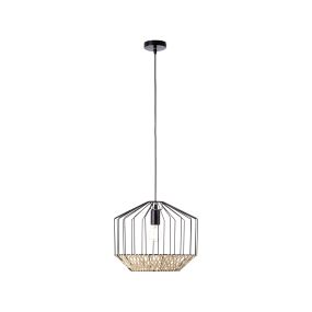 Brilliant Templo - hanglamp - Ø 37 x 153 cm - zwart en lichtbruin