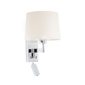 Faro Artis - wandverlichting met schakelaar - 21,5 x 19 x 16 cm - 1W LED incl. - wit en chroom