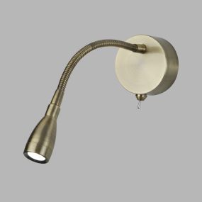 Searchlight LED Adjustable Wall Lights - wandverlichting met schakelaar - 8 x 28,5 cm - 0,5W LED incl. - antiek messing