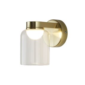 Searchlight Highball - wandverlichting - 10 x 16 cm - 6W LED incl. - IP44 - satijn messing