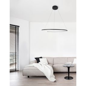 Nova Luce Breda - hanglamp - Ø 70 x 200 cm - 30W LED incl. - zand zwart