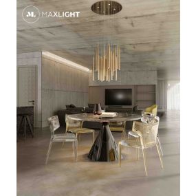 Maxlight Organic - hanglamp - Ø 62 x 180 cm - 33 x 1W + 4 x 3W dimbare LED incl. - geborsteld goud