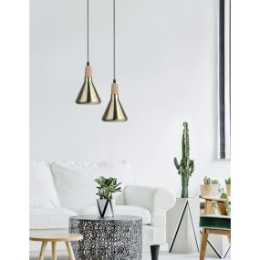 Nova Luce Venanzio - hanglamp - Ø 12,5 x 120 cm - messing