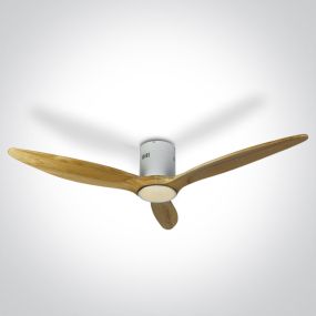 ONE Light White Body - plafondventilator met licht en afstandsbediening - Ø 132 x 27 cm - wit en lichtbruin