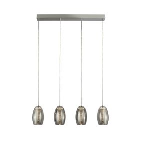 Searchlight Cyclone - hanglamp - 75,5 x 11,5 x 150 cm - 21W dimbare LED incl. - chroom en gerookt glas