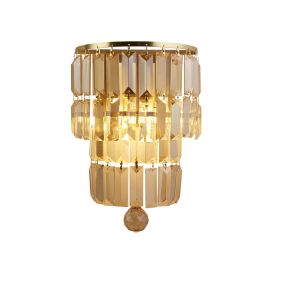 Searchlight Empire - wandverlichting - 20 x 30 cm - IP44 - satijn messing en champagne