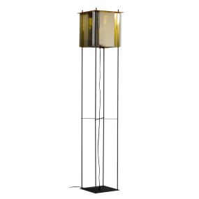 ETH Cube - vloerlamp - 30 x 30 x  160 cm - zwart en goud/zilver