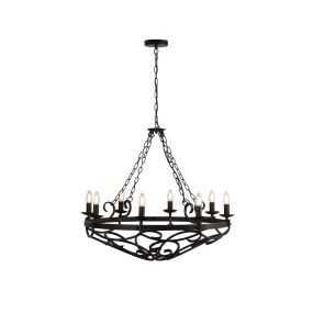 Searchlight Cartwheel III - luster - Ø 80 x 123 cm - mat zwart