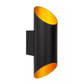 Lucide Quirijn - wandverlichting - 9,6 x 12,1 x 30 cm - zwart en messing