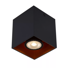 Lucide Bido - opbouwspot - 8,3 x 8,3 x 9,5 cm - zwart en messing
