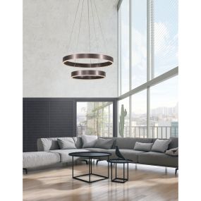 Nova Luce Nador - hanglamp - Ø 60 x 120 cm - 75W dimbare LED incl. - koffie bruin