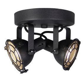 Brilliant Jesper - opbouwspot 2L - Ø 20 x 15 cm - 2 x 4W LED incl. - zwart korund