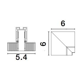 Nova Luce Ultra Slim - trimless inbouw magnetische rail - verticale 90 graden connector - 6 x 6 cm - zwart