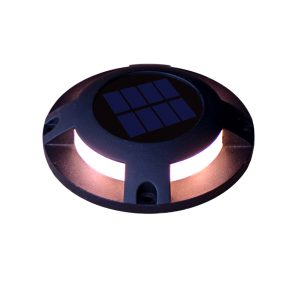 Century Italia Step Solar - grondspot op zonne-energie met dag/nacht sensor - Ø12 x 2,6 cm - 0,04W LED incl. - IP67 - zwart - 4000K