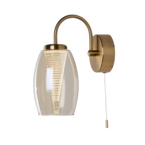 Searchlight Cyclone - wandverlichting met trekschakelaar - 11,5 x 26,5 cm - 6W LED incl. - brons en champagne