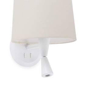 Faro Conga - wandverlichting - 21,5 x 19 x 17,3 cm - mat wit en beige