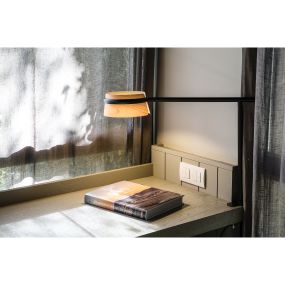 Faro Loop - tafellamp - 65 x 22 x 45 cm - 6W dimbare LED incl. - zwart en bruin