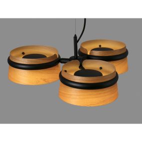 Faro Loop - hanglamp - Ø 52 x 9 cm - 3 x 6W LED incl. - bruin