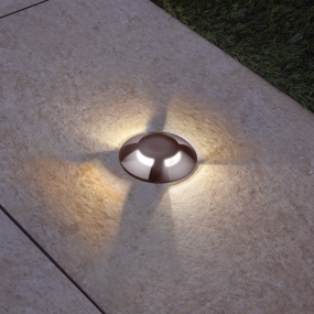Century Italia Argo - grondspot met 4 vensters - Ø 5,8 x 6,5 cm - 0,75W LED incl. - 4000K - IP67 - bruin