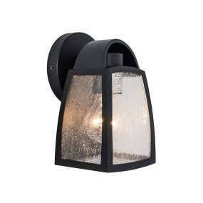 Lutec Kelsey - buiten wandlamp - 12 x 12 x 20 cm - IP44 - mat glas - zwart