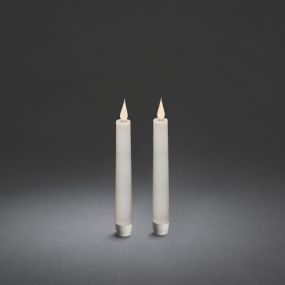 Konstsmide - set van 2 flakkerkaarsen met 3D vlam op batterijen met afstandsbediening - Ø 2,5 x 21 cm - wit