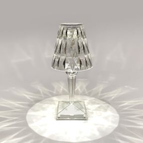 ONE Light Crystal Effect - oplaadbare tafellamp - Ø 11,5 x 25,6 cm - 3 stappen dimbaar - 1,2W LED incl. - IP54 - transparant