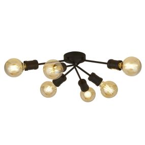 Searchlight Dance - plafondverlichting 6L - Ø 52 x 15 cm - zand zwart