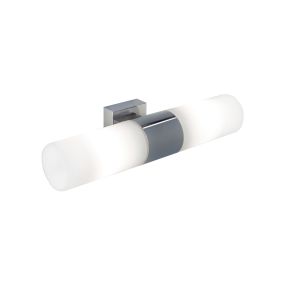 Nordlux Tangens - wandverlichting - 31 x 6 cm - IP44 - chroom en opaal wit