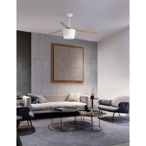 Nova Luce Monsoon - plafondventilator met licht en afstandsbediening - Ø 132 x 51 cm - 18W LED incl. - wit
