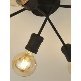 Searchlight Dance - plafondverlichting 6L - Ø 52 x 15 cm - zand zwart