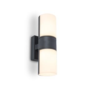 Lutec Cyra - buiten wandlamp - 7 x 12 x 24 cm - 2 x 8W LED incl. - IP54 - donkergrijs