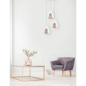 Nova Luce Hugo - hanglamp - Ø 30 x 120 cm - rose goud en chroom