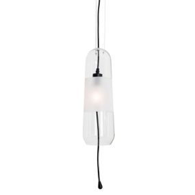 Maxlight Mauri - hanglamp - Ø 12,5 x 180 cm - zwart en transparant glas
