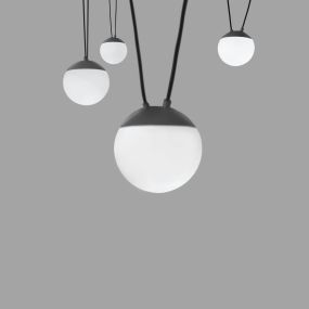 Faro Mine - hanglamp 4L - donkergrijs - glas