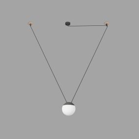 Faro Mine - hanglamp 1L - donkergrijs - glas