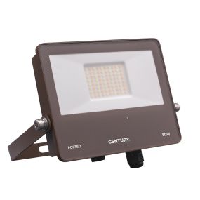 Century Italia Porteo CCT - verstraler met sensor - 22,7 x 20,5 x 3,6 cm - 50W LED incl. - instelbare lichtkleur - IP65 - bruin