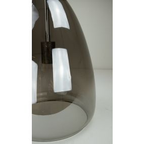 Vico Silver Pearl - hanglamp - Ø 28 x 150 cm - gerookt glas