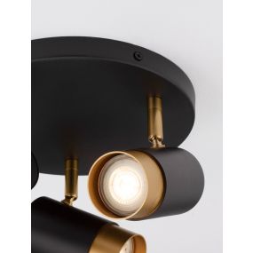 Nova Luce Pogno - opbouwspot 3L - Ø 22 x 14 cm - zandzwart en goud