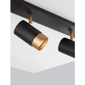 Nova Luce Pogno - opbouwspot 3L - 60 x 6 x 12,5 cm - zandzwart en goud