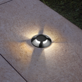 Century Italia Argo - grondspot met 4 vensters - Ø 5,8 x 6,5 cm - 0,75W LED incl. - 3000K - IP67 - zwart
