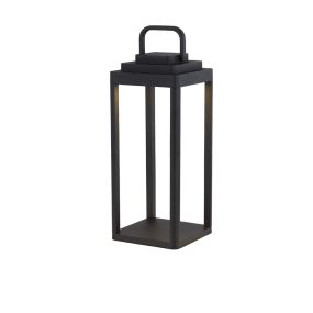 Searchlight Portobello - tafellamp -  oplaadbaar via USB - 15 x 15 x 35 cm - 2W dimbare LED incl. - IP54 - zwart