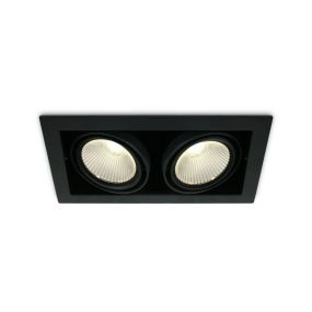 ONE Light COB Box Type Shop -  inbouwspot - 350 x 185 mm, 320 x 160 mm inbouwmaat - 2 x 30W LED incl. - zwart - warm witte lichtkleur