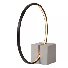 Lucide Cirkelis - tafelllamp - 32 x 10 x 32 cm - 3 stappen dimmer - 6W dimbare LED incl. - grijs en zwart