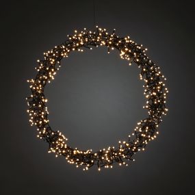 Konstsmide kerstverlichting - LED kerstkrans mat - Ø 50 x 5 cm - IP44 - zwart