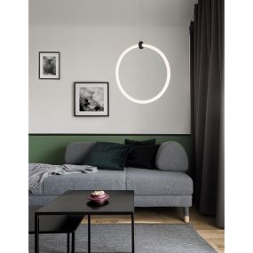 Nova Luce Girdino - hanglamp - 38 x 19 x 120 cm - 21W LED incl. - zand zwart